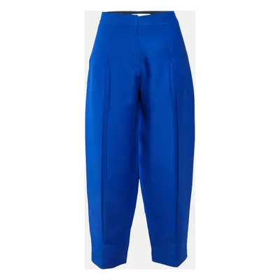 Valentino Blue Wool & Silk Pleated Tapered Trousers