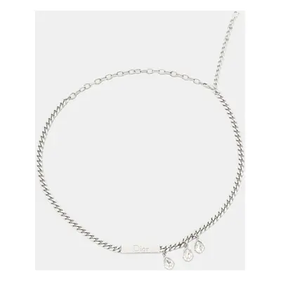 Dior Silver Tone Crystals Chain Necklace