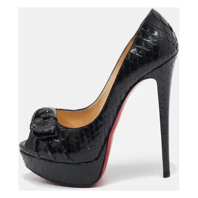 Christian Louboutin Black Python Madame Butterfly Pumps Size 38.5