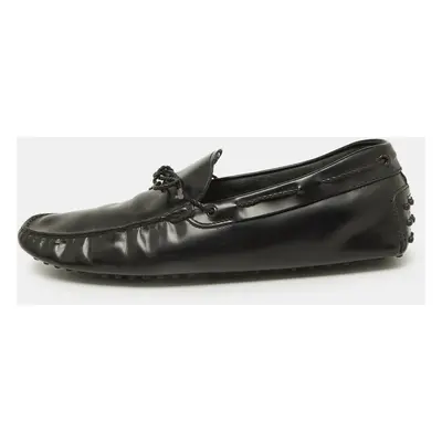 Tod's Black Leather Bow Slip-On Loafers Size