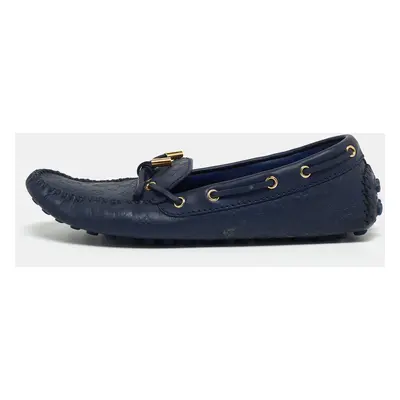 Louis Vuitton Navy Blue Monogram Embossed Leather Gloria Loafers Size 38.5