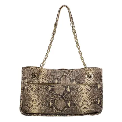 DKNY Beige/Black Snakeskin Embossed Leather Chain Shoulder Bag