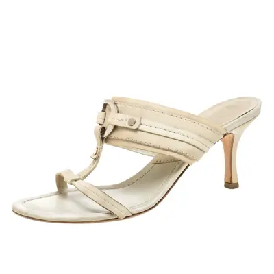 Dior Cream Leather Slide Sandals Size