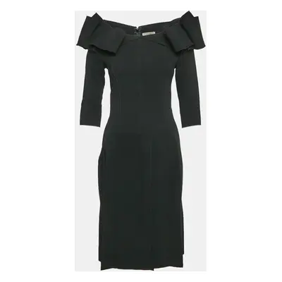 Bottega Veneta Black Crepe Gathered Short Dress