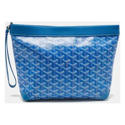 Goyard Blue Goyardine Coated Canvas and Leather Conti Pouch