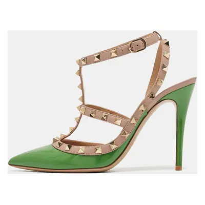 Valentino Green Patent Leather Rockstud Ankle Strap Pumps Size