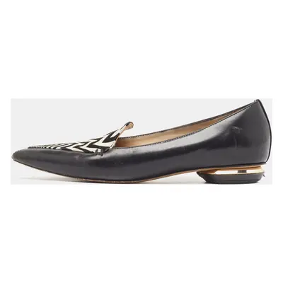 Nicholas Kirkwood Black/White Leather Beya Zigzag Pointed Toe Ballet Flats Size