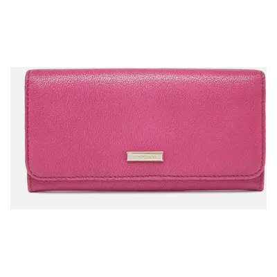 Burberry Pink Leather Flap Continental Wallet