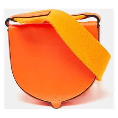 Loewe Orange Neon Leather Heel Flap Crossbody Bag