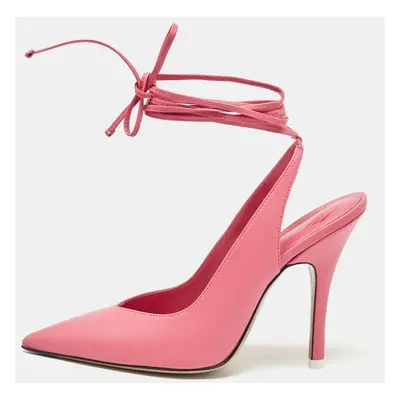 The Attico Pink Leather Venus Ankle Tie Pumps Size