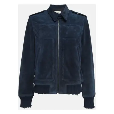 Zadig & Voltaire Navy Blue Suede Zip Front Leonna Jacket