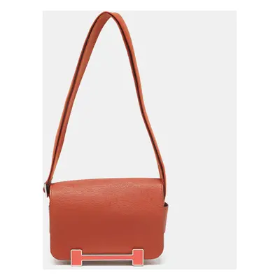 Hermes Cuivre/Rose Texas Chevre Mysore Leather Palladium Finish Geta Bag