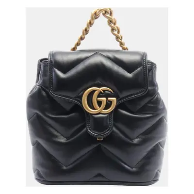 Gucci Black Leather GG Marmont Backpack