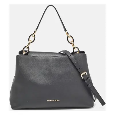 Michael Kors Black Saffiano Leather Portia Top Handle Bag