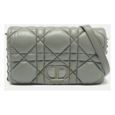 Dior Stone Grey Macrocannage Leather Mini Caro Bag