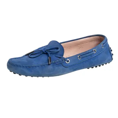 Tod's Blue Nubuck Gommino Slip On Loafers Size 38.5