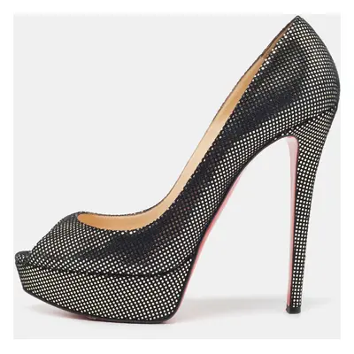 Christian Louboutin Two Tone Laminated Suede Lady Peep Pumps Size