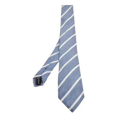 Emporio Armani Blue Striped Linen & Silk Tie