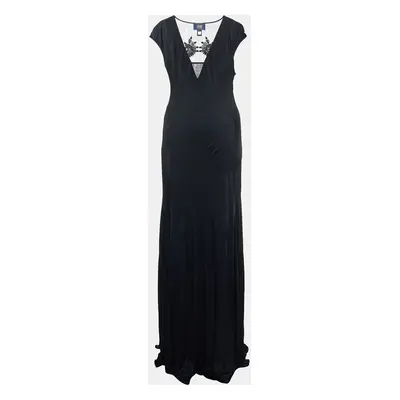 Class by Roberto Cavalli Black Jersey Embellished Sleeveless Maxi Dress