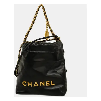 Chanel Black Lambskin Leather Mini Hobos