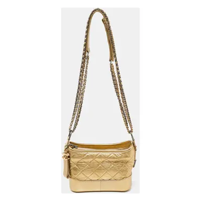 Chanel Gold Quilted Aged Leather Gabrielle Hobo