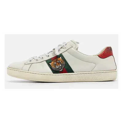 Gucci White Leather Web Ace Sneakers Size