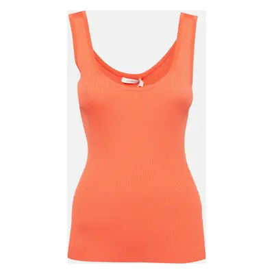 Zimmermann Orange Rib Knit Scoop Neck Tank Top