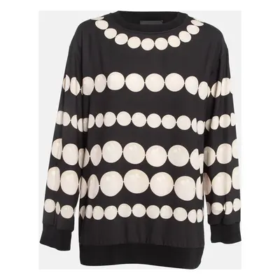 Boutique Moschino Black/White Dots Print Stretch Crepe Sweatshirt