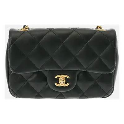 Chanel Black Lambskin Leather Mini Heart Charms Flap Bag