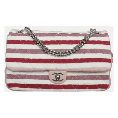 Chanel Multicolor Jersey Stripes Rope Maxi Flap Bag