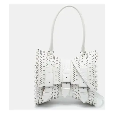 Alaia White Laser Cut Leather Edition Corset Bag