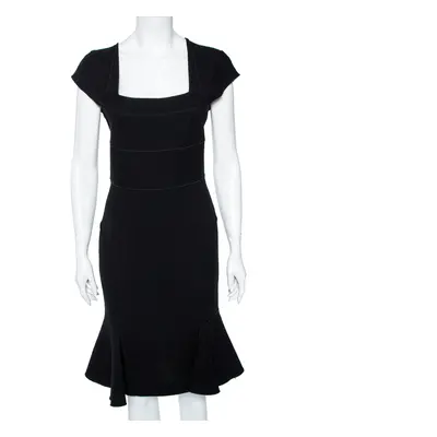 Roland Mouret Black Wool Peplum Hem Detail Dress