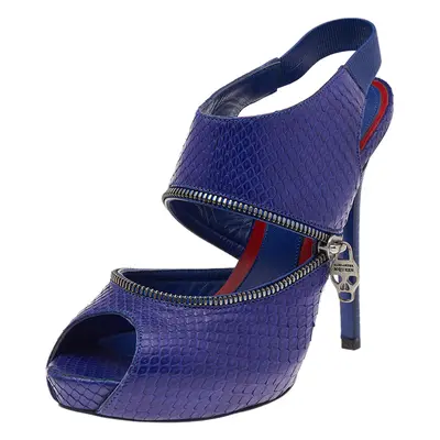 Alexander McQueen Purple Python Leather Sling Back Sandals Size