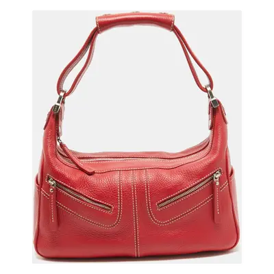 Tod's Red Leather Milky Hobo