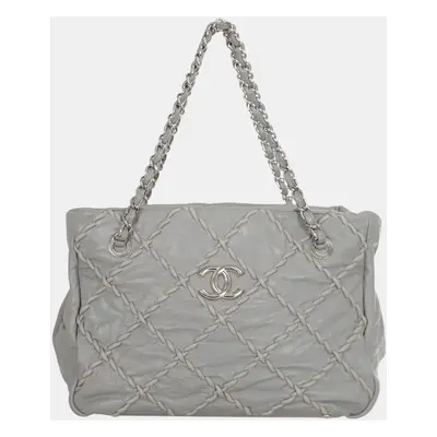 Chanel Grey Leather Ultra Stitch Shoulder Bag