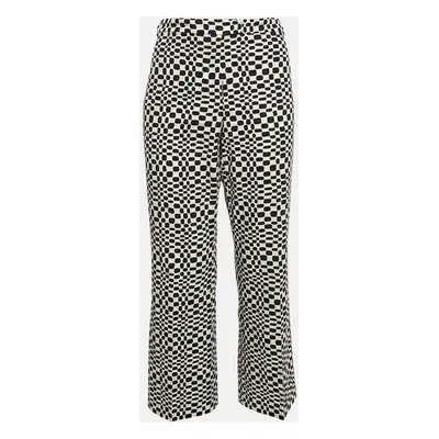 S'Max Mara White/Black Printed Cotton Wide-Leg Trousers