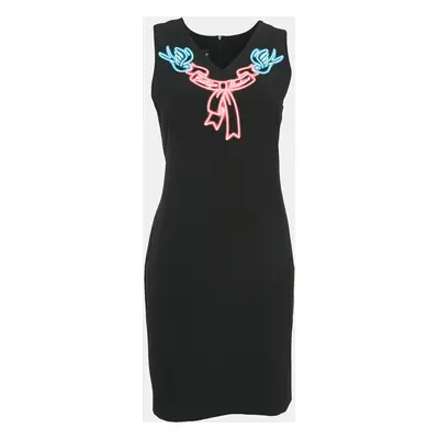 Boutique Moschino Black Printed Crepe Sheath Dress