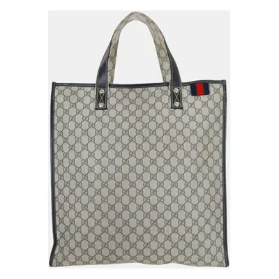 Gucci Navy Blue GG Supreme Canvas Vertical Web Loop Tote