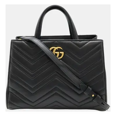 Gucci Black Quilted Leather GG Marmont Handbag