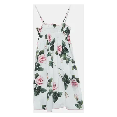 Dolce & Gabbana White Floral Printed Cotton Poplin Dress (11-12 Yrs)