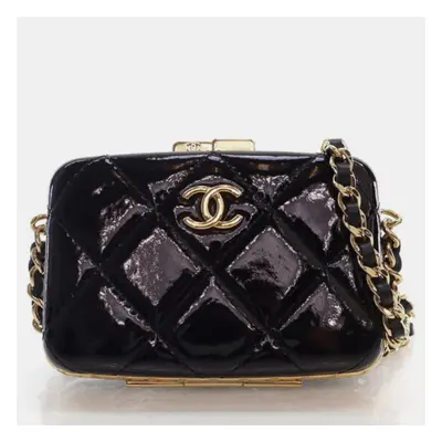 Chanel Black Patent Vanity Carholder