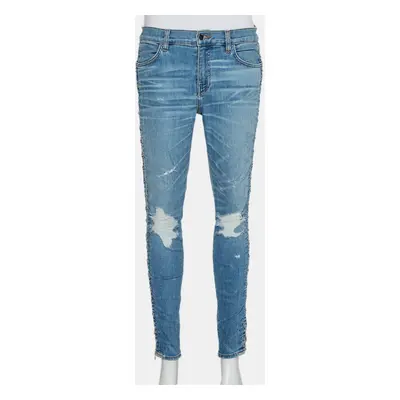 Amiri Blue Denim Side Chain Detail Skinny Jeans