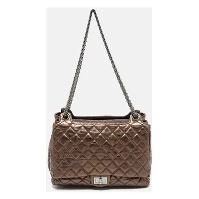 Chanel Metallic Bronze Quilted Leather Classic Flap Shopping Tote