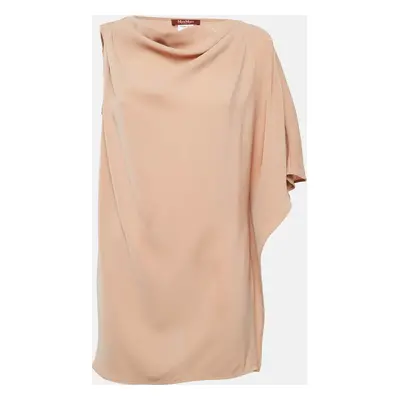 Max Mara Studio Light Brown Crepe Draped Neck Top