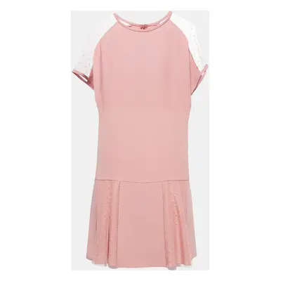 RED Valentino Salmon Pink Crepe & Tulle Shift Dress