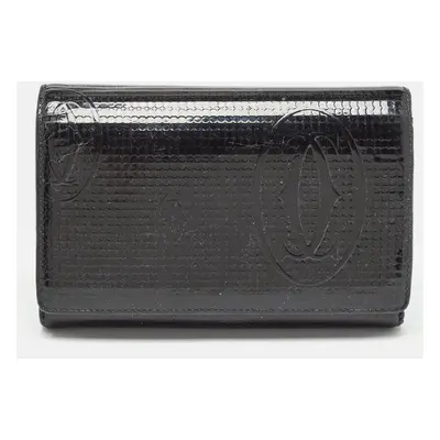 Cartier Black Patent Leather Happy Birthday Compact Wallet