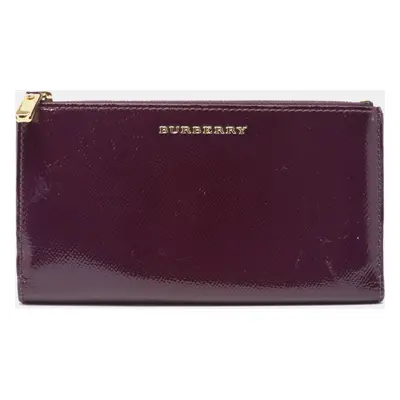 Burberry Purple Patent Leather Zip Bifold Wallet