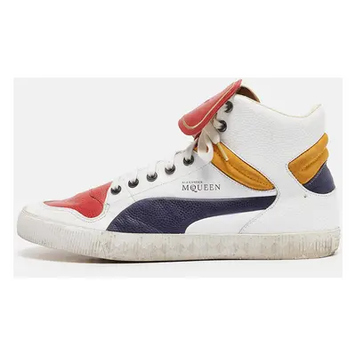 Alexander McQueen White Leather High Top Sneakers Size