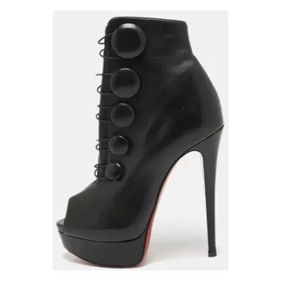 Christian Louboutin Black Leather Alta Bouton Booties Size