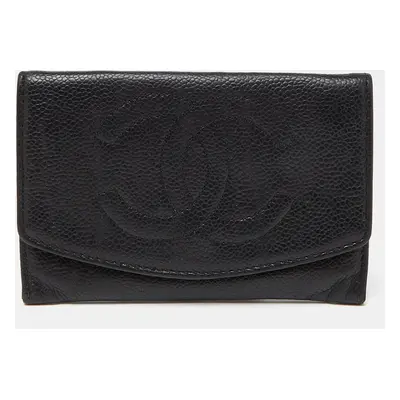 Chanel Black Caviar Leather CC Timeless Continental Wallet